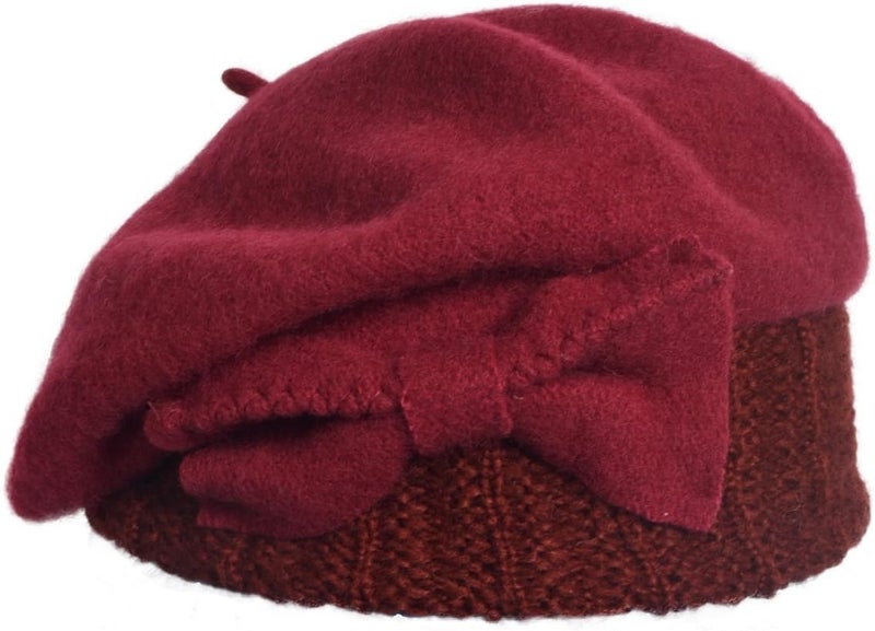 VECRY Lady French Beret 100% Wool Beret Floral Dress Beanie Winter Hat - Image 2